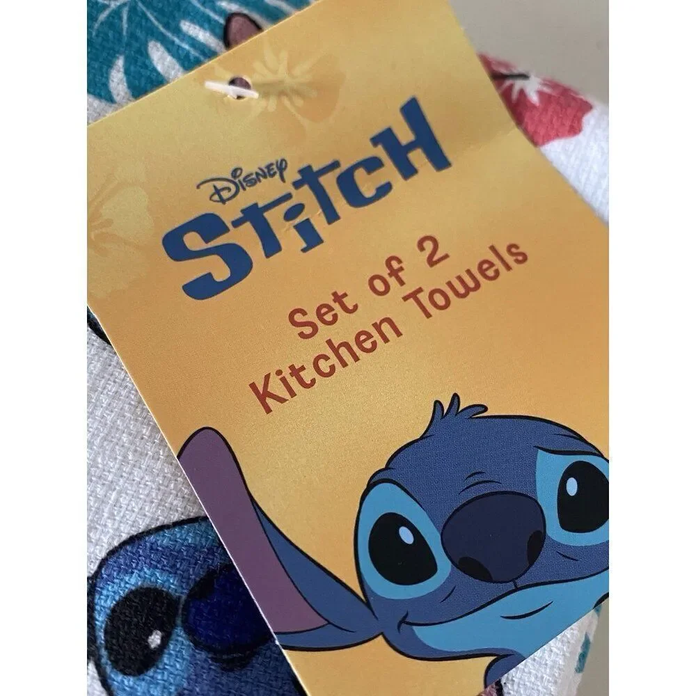 2‎ Pack Disney Stitch Faces Kitchen Towels Pineapple Hibiscus Tropical 16 X 26”